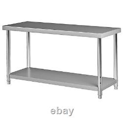 VEVOR 60X24 Stainless Steel Prep Work Table Kitchen Food Pre Table Commercial