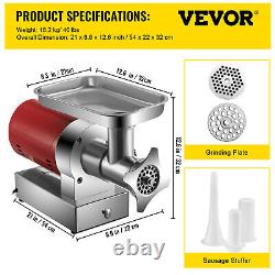 VEVOR 660lbs/h Commercial Electric Meat Grinder Sausage Kit Stuff Meat Mincer