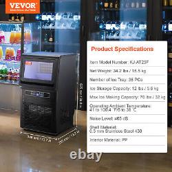 VEVOR 70lbs/24H Commercial Ice Maker Under Counter Freestanding ice Cube Machine