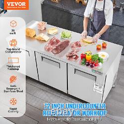 VEVOR 72 Commercial Refrigerator Sandwich & Salad Prep Table 20 Cu. Ft Fridge