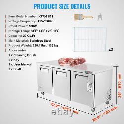 VEVOR 72 Commercial Refrigerator Sandwich & Salad Prep Table 20 Cu. Ft Fridge