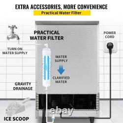 VEVOR 80-150LBS/24H Commercial Ice Maker Built-in Ice Cube Machine 33LBS Storage