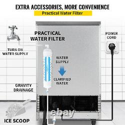 VEVOR 80-90LBS/24H Commercial Ice Maker Ice Cube Machine withWater Filter LED