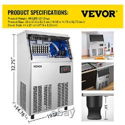 VEVOR 80-90LBS/24H Commercial Ice Maker Ice Cube Machine withWater Filter LED