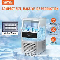 VEVOR 80lbs/24H Commercial Ice Maker Bar Restaurant Built-in Ice Cube Machine