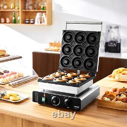 VEVOR 9pcs Electric Donut Maker Commercial Donut Making Machine 2000W Nonstick