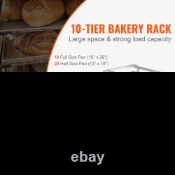 VEVOR Bun Pan Rack, 10-Tier Commercial Bakery Racks with Brake Wheels, Aluminum