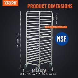 VEVOR Bun Pan Rack, 20-Tier Commercial Bakery Racks with Brake Wheels, Aluminum