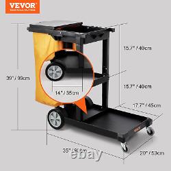 VEVOR Cleaning Cart, 3-Shelf Commercial Janitorial Cart, 200 lbs Capacity Cart