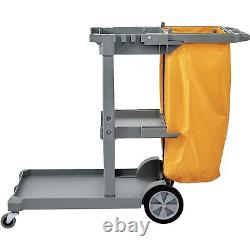 VEVOR Cleaning Cart, 3-Shelf Commercial Janitorial Cart, 200 lbs Capacity Plas