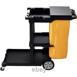 VEVOR Cleaning Cart, 3-Shelf Commercial Janitorial Cart, 200 lbs Capacity Plasti