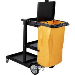 VEVOR Cleaning Cart, 3-Shelf Commercial Janitorial Cart, 200 lbs Capacity Plasti