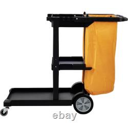 VEVOR Cleaning Cart Heavy-Duty, 3-Shelf Commercial Janitorial Cart