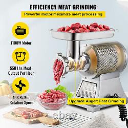 VEVOR Commercial 1.5HP Electric Meat Grinder 1100W Stainless Steel 550lbs/h