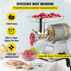 VEVOR Commercial 1.5HP Electric Meat Grinder 1100W Stainless Steel Meat Mincer