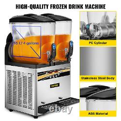 VEVOR Commercial 2X15L Slush Machine Frozen Drink Margarita Slush Maker 2 Tanks