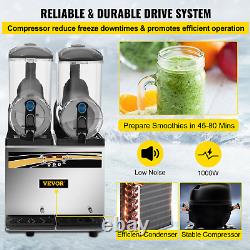 VEVOR Commercial 2X15L Slush Machine Frozen Drink Margarita Slush Maker 2 Tanks