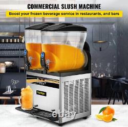 VEVOR Commercial 2x15L Slush Machine Frozen Drink Margarita Slush Maker 2 Tanks