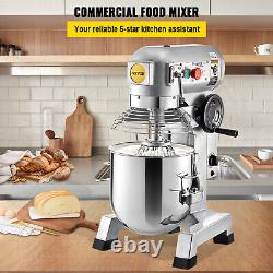 VEVOR Commercial 30Qt Dough Food Mixer 3 Speed Gear Driven Bakery 1100W with Timer