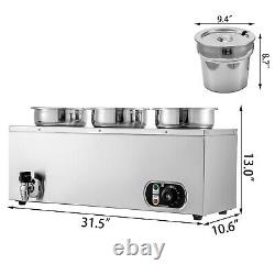 VEVOR Commercial 3x7.4Qt Soup Warmer Round Pot Bain Marie Countertop Soup Kettle