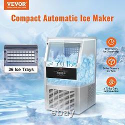 VEVOR Commercial 90-100LBS Ice Maker Built-in Ice Cube Machine 33Lbs Bin Storage