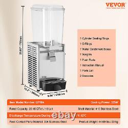 VEVOR Commercial Beverage Dispenser 4.8Gal Cold Juice Ice Drink Dispenser 1 Tank