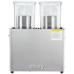 VEVOR Commercial Beverage Dispenser 6.34 Gal/24L Cold Ice Juice Dispenser 2 Tank