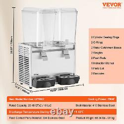 VEVOR Commercial Beverage Dispenser 9.5 Gal Cold Ice Juice Drink Machine 2 Tanks
