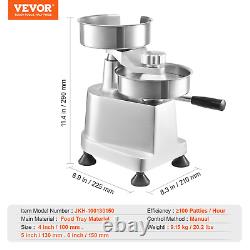 VEVOR Commercial Burger Patty Maker, Hamburger Beef Patty Maker with 3 Convertib