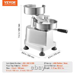 VEVOR Commercial Burger Patty Maker, Hamburger Beef Patty Maker with 3 Convertib