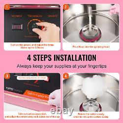 VEVOR Commercial Cotton Candy Machine Sugar Floss Maker 1000W for Party Pink