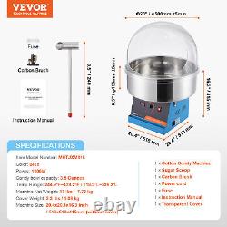 VEVOR Commercial Cotton Candy Machine Sugar Floss Maker 1000W with Cover Blue