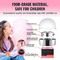 VEVOR Commercial Cotton Candy Machine Sugar Floss Maker 1000W with Cover Pink