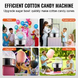 VEVOR Commercial Cotton Candy Machine Sugar Floss Maker 1000W with Cover Pink