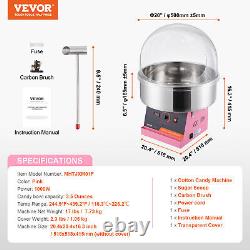 VEVOR Commercial Cotton Candy Machine Sugar Floss Maker 1000W with Cover Pink