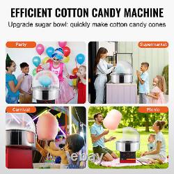 VEVOR Commercial Cotton Candy Machine Sugar Floss Maker 1000W with Cover Red