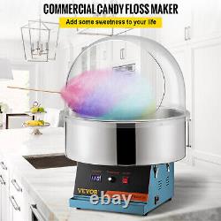 VEVOR Commercial Cotton Candy Machine Sugar Floss Maker 19.7'' Blue with Cover