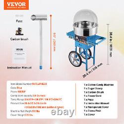 VEVOR Commercial Cotton Candy Machine with Cart Cover Sugar Floss Maker Blue