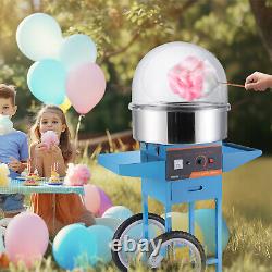 VEVOR Commercial Cotton Candy Machine with Cart Cover Sugar Floss Maker Blue