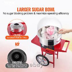 VEVOR Commercial Cotton Candy Machine with Cart Cover Sugar Floss Maker Red