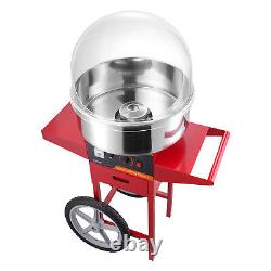 VEVOR Commercial Cotton Candy Machine with Cart Cover Sugar Floss Maker Red