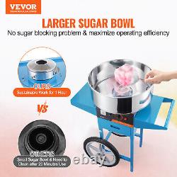 VEVOR Commercial Cotton Candy Machine with Cart Sugar Floss Maker 1000W Blue