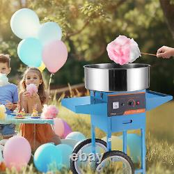 VEVOR Commercial Cotton Candy Machine with Cart Sugar Floss Maker 1000W Blue