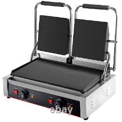 VEVOR Commercial Double Panini Press Grill Griddle 3600W Smooth Flat Plates