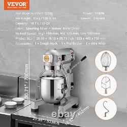 VEVOR Commercial Dough Mixer 20QT 3-Speed Stand Food Mixer 1100W for Restaurant