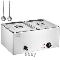 VEVOR Commercial Electric Food Warmer 2-Pan Countertop Buffet 18QT Bain Marie