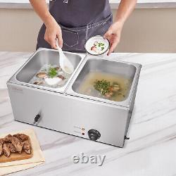 VEVOR Commercial Electric Food Warmer 2-Pan Countertop Buffet 18QT Bain Marie