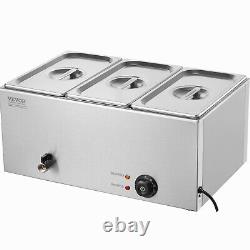 VEVOR Commercial Electric Food Warmer 3-Pan Countertop Buffet 17.4QT Bain Marie