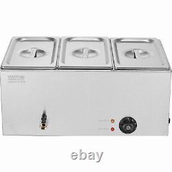 VEVOR Commercial Electric Food Warmer 3-Pan Countertop Buffet 17.4QT Bain Marie