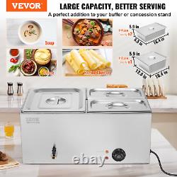 VEVOR Commercial Electric Food Warmer 3-Pan Countertop Buffet 17QT Bain Marie